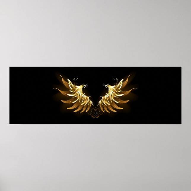 Golden Angel Wings on Black background Poster (Front)