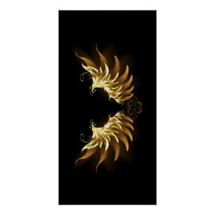 Golden Angel Wings on Black background Poster