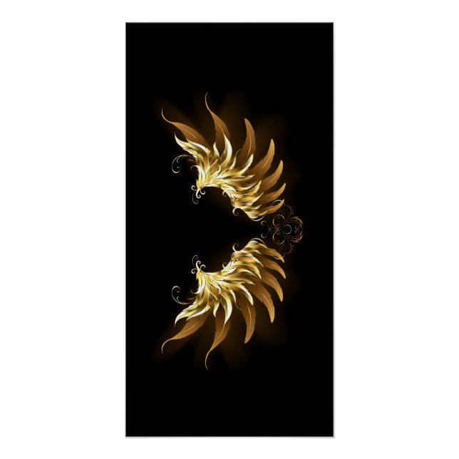 Golden Angel Wings on Black background Poster (Front)