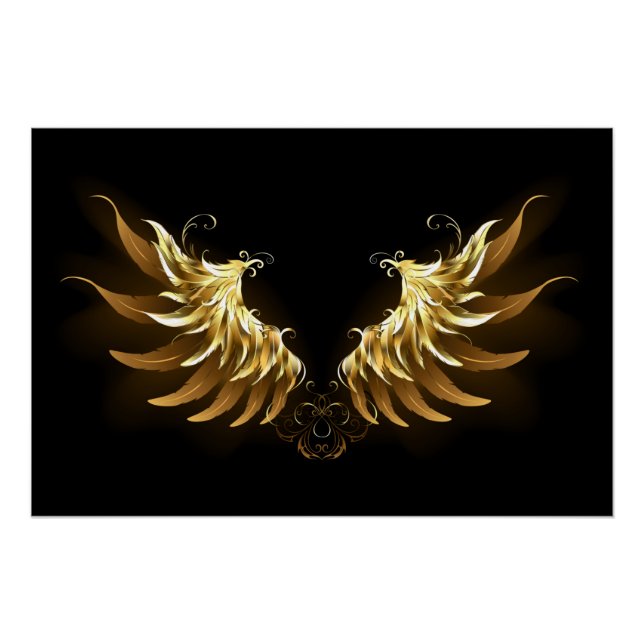 Golden Angel Wings on Black background Poster (Front)