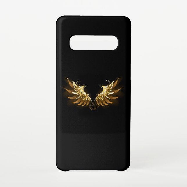 Golden Angel Wings on Black background Samsung Galaxy Case (Back)