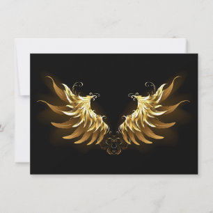 Golden Angel Wings on Black background Save The Date