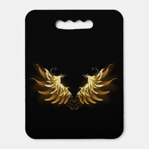 Golden Angel Wings on Black background Seat Cushion