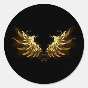 Golden Angel Wings on Black background Sign