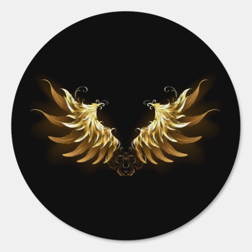 Golden Angel Wings on Black background Sign