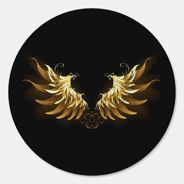Golden Angel Wings on Black background Sign (Front)