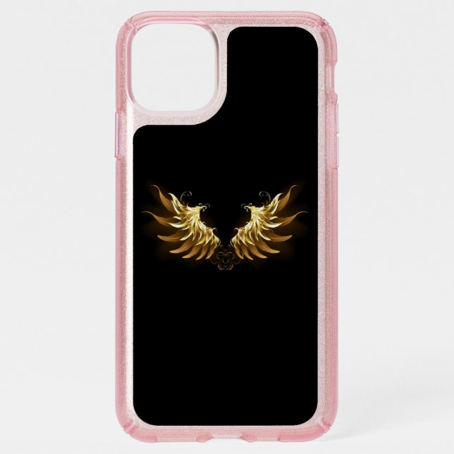 Golden Angel Wings on Black background Speck iPhone 11 Pro Max Case (Front)