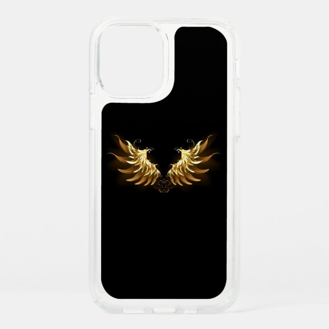 Golden Angel Wings on Black background Speck iPhone 12 Case (Front)