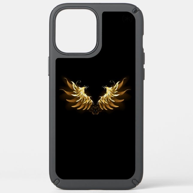 Golden Angel Wings on Black background Speck iPhone 12 Pro Max Case (Front)