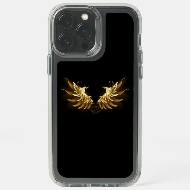 Golden Angel Wings on Black background Speck iPhone 13 Pro Max Case (Front)