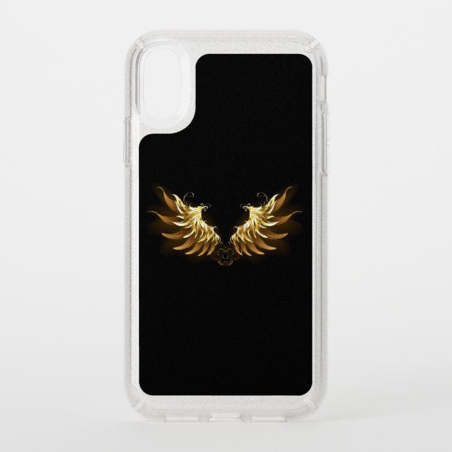 Golden Angel Wings on Black background Speck iPhone XR Case (Front)