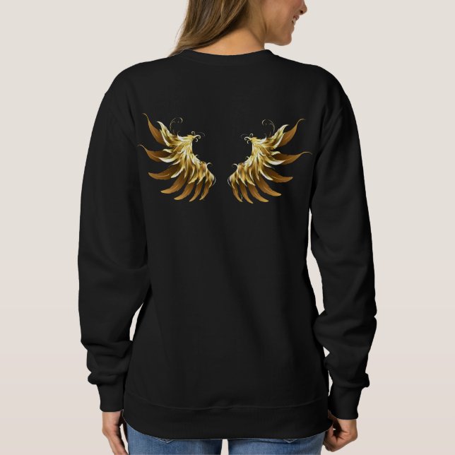 Golden Angel Wings on Black background Sweatshirt (Back)