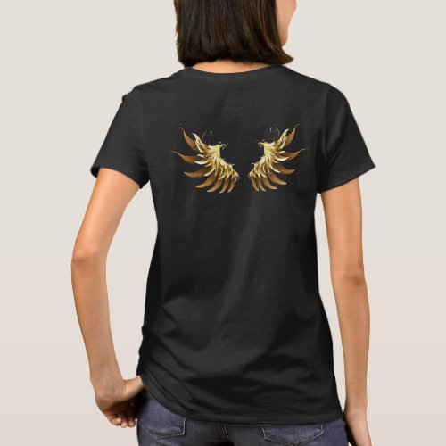 Golden Angel Wings on Black background T_Shirt