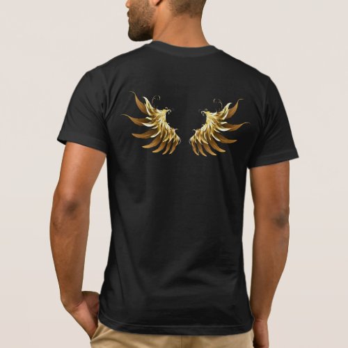 Golden Angel Wings on Black background T_Shirt