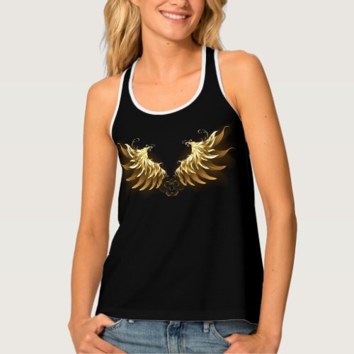 Golden Angel Wings on Black background Tank Top