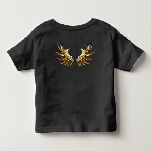 Golden Angel Wings on Black background Toddler T_shirt
