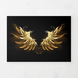 Golden Angel Wings on Black background Tri-Fold Program