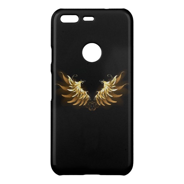 Golden Angel Wings on Black background Uncommon Google Pixel Case (Back)