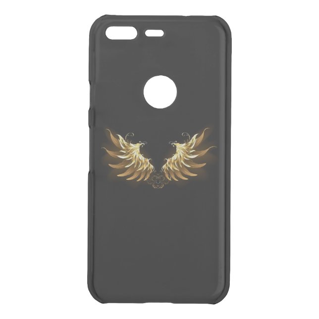 Golden Angel Wings on Black background Uncommon Google Pixel Case (Back)