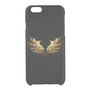 Golden Angel Wings on Black background Clear iPhone 6/6S Case