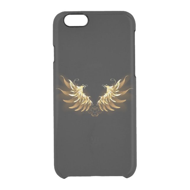 Golden Angel Wings on Black background Uncommon iPhone Case (Back)