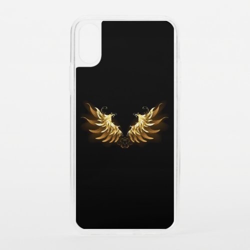 Golden Angel Wings on Black background iPhone XS Case