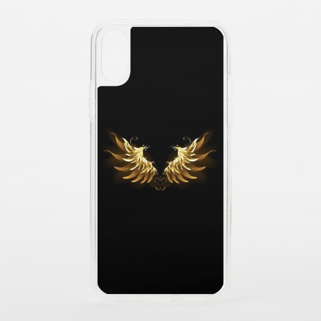 Golden Angel Wings on Black background Uncommon iPhone Case (Back)