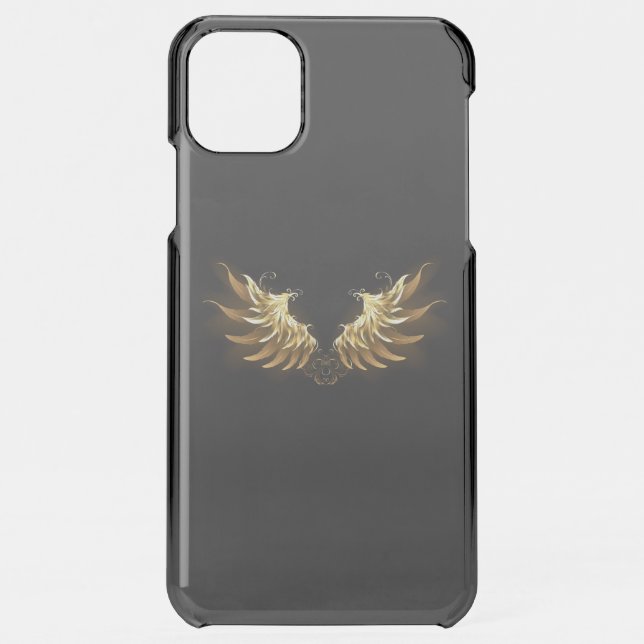 Golden Angel Wings on Black background Uncommon iPhone Case (Back)