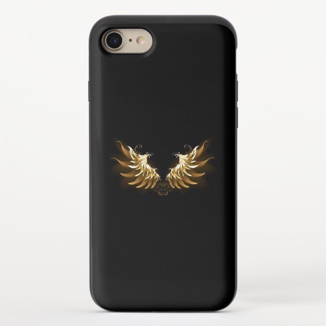 Golden Angel Wings on Black background Uncommon iPhone Case (Back)