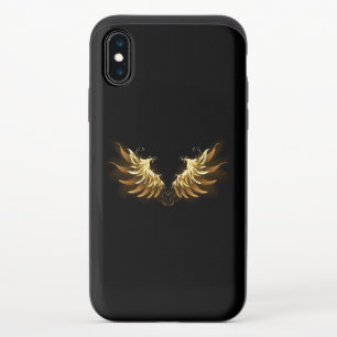 Golden Angel Wings on Black background iPhone XS Slider Case