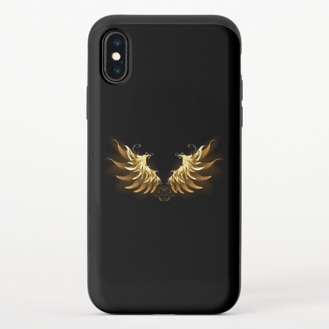 Golden Angel Wings on Black background Uncommon iPhone Case (Back)