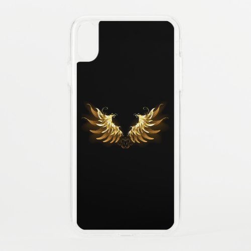 Golden Angel Wings on Black background iPhone XS Max Case