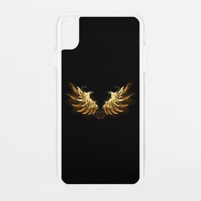 Golden Angel Wings on Black background Uncommon iPhone Case (Back)