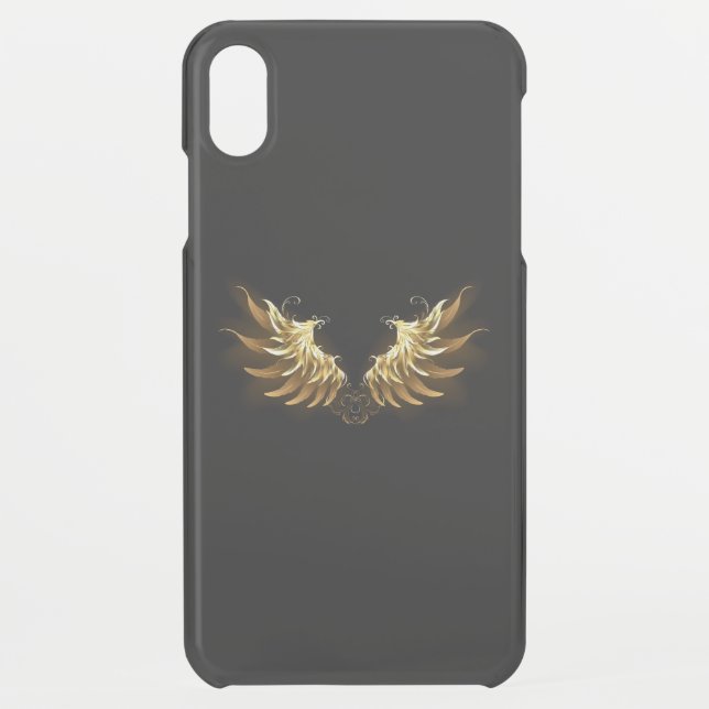 Golden Angel Wings on Black background Uncommon iPhone Case (Back)