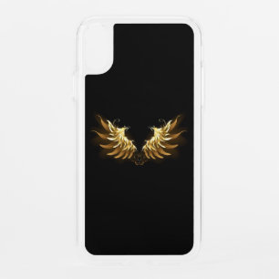 Golden Angel Wings on Black background iPhone XR Case