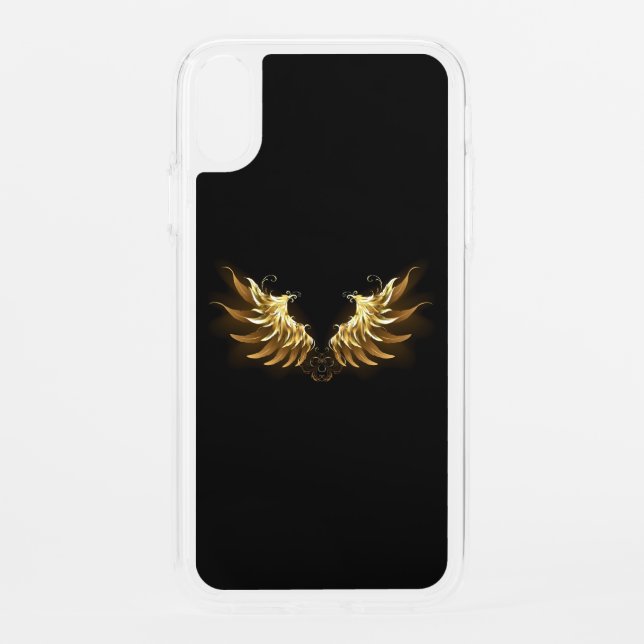 Golden Angel Wings on Black background Uncommon iPhone Case (Back)