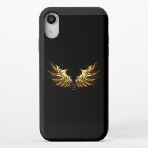 Golden Angel Wings on Black background iPhone XR Slider Case