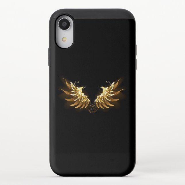 Golden Angel Wings on Black background Uncommon iPhone Case (Back)