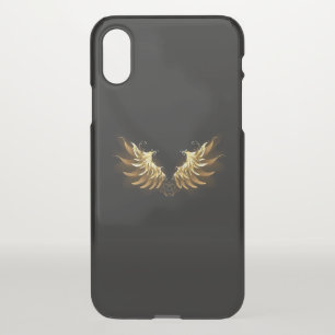 Golden Angel Wings on Black background iPhone XS Case