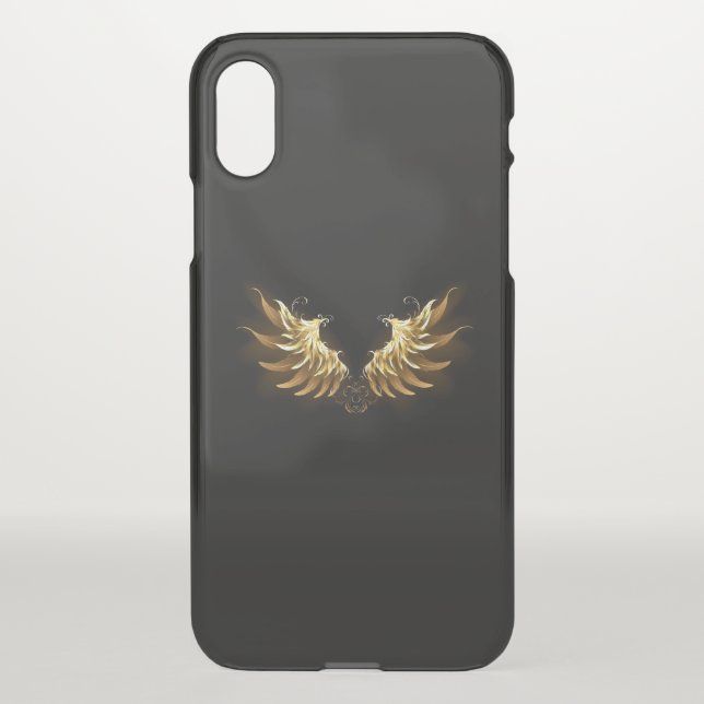 Golden Angel Wings on Black background Uncommon iPhone Case (Back)