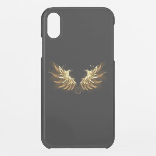 Golden Angel Wings on Black background iPhone XR Case
