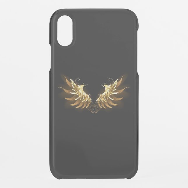 Golden Angel Wings on Black background Uncommon iPhone Case (Back)