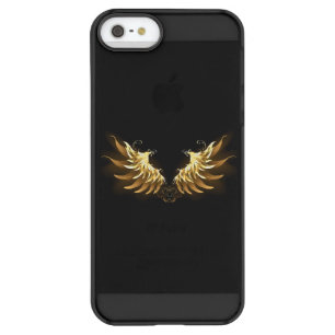 Golden Angel Wings on Black background Permafrost iPhone SE/5/5s Case