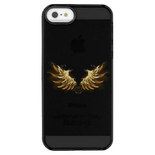 Golden Angel Wings on Black background Clear iPhone SE/5/5s Case
