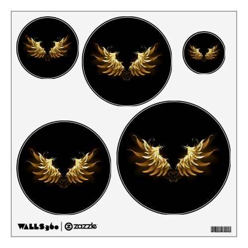 Golden Angel Wings on Black background Wall Decal