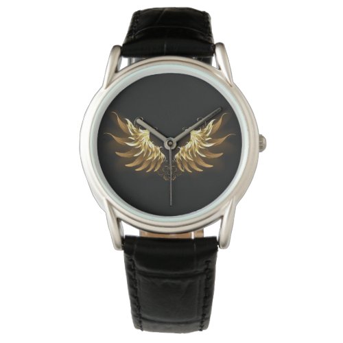 Golden Angel Wings on Black background Watch