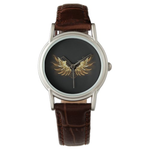 Golden Angel Wings on Black background Watch
