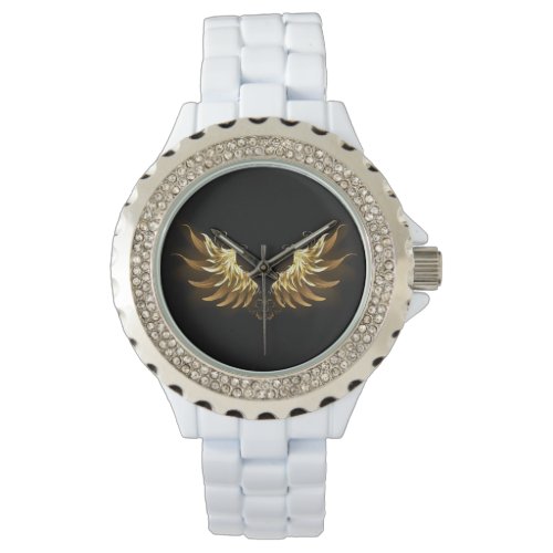 Golden Angel Wings on Black background Watch