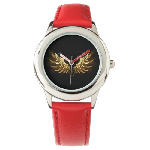 Golden Angel Wings on Black background Watch