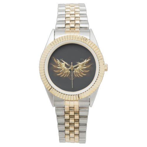 Golden Angel Wings on Black background Watch